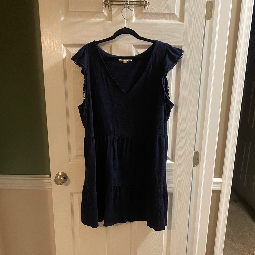 Navy blue LOFT ruffle dress